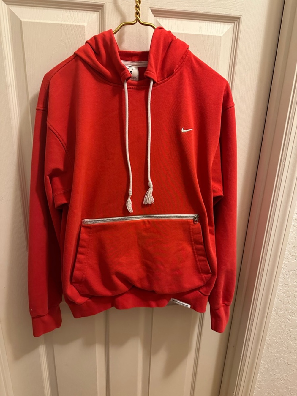 Nike Red Hooded Sweatshirt with White Drawstrings